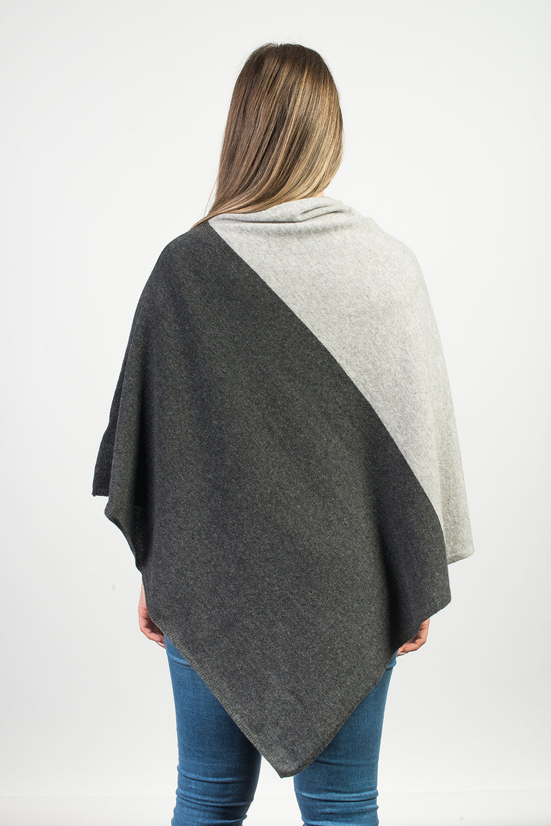 Poncho zweifarbig 100% Kaschmir