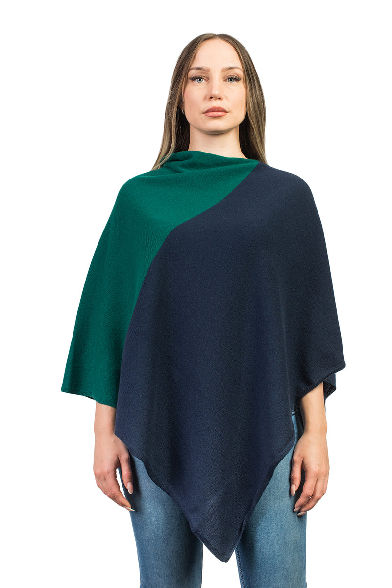 Poncho zweifarbig 100% Kaschmir