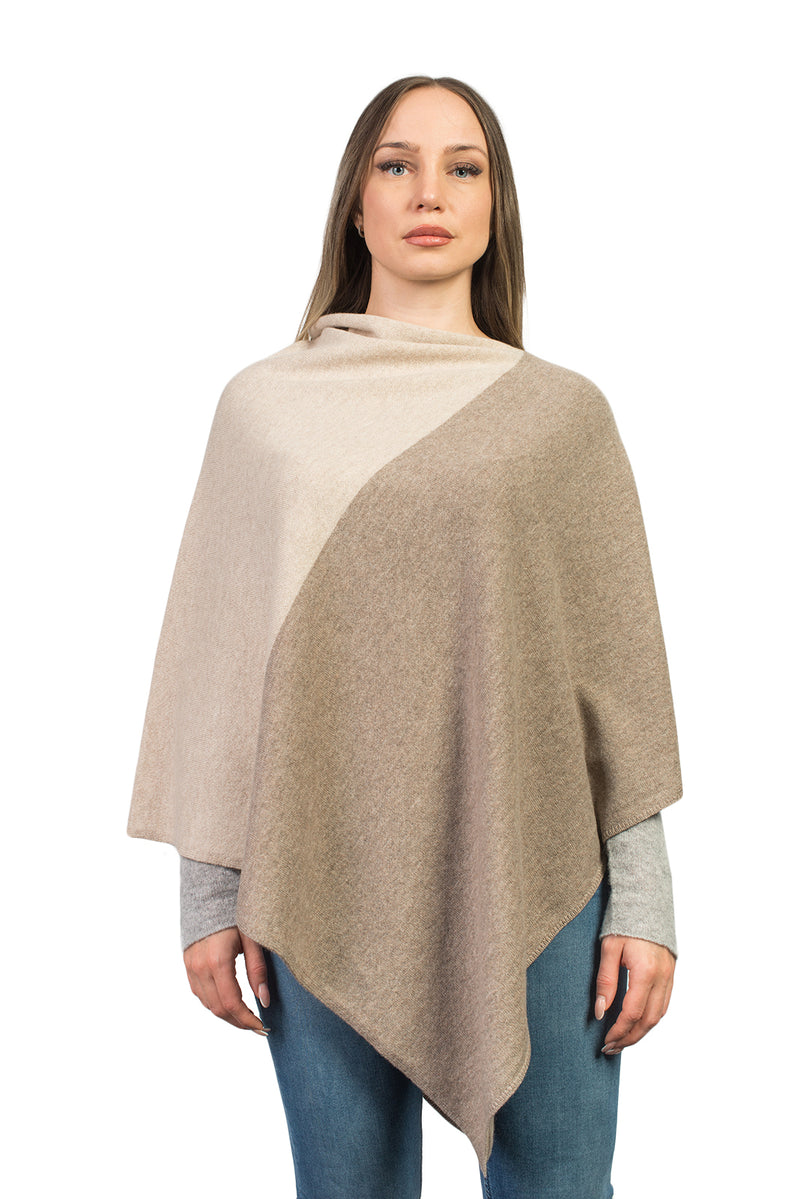 Poncho zweifarbig 100% Kaschmir