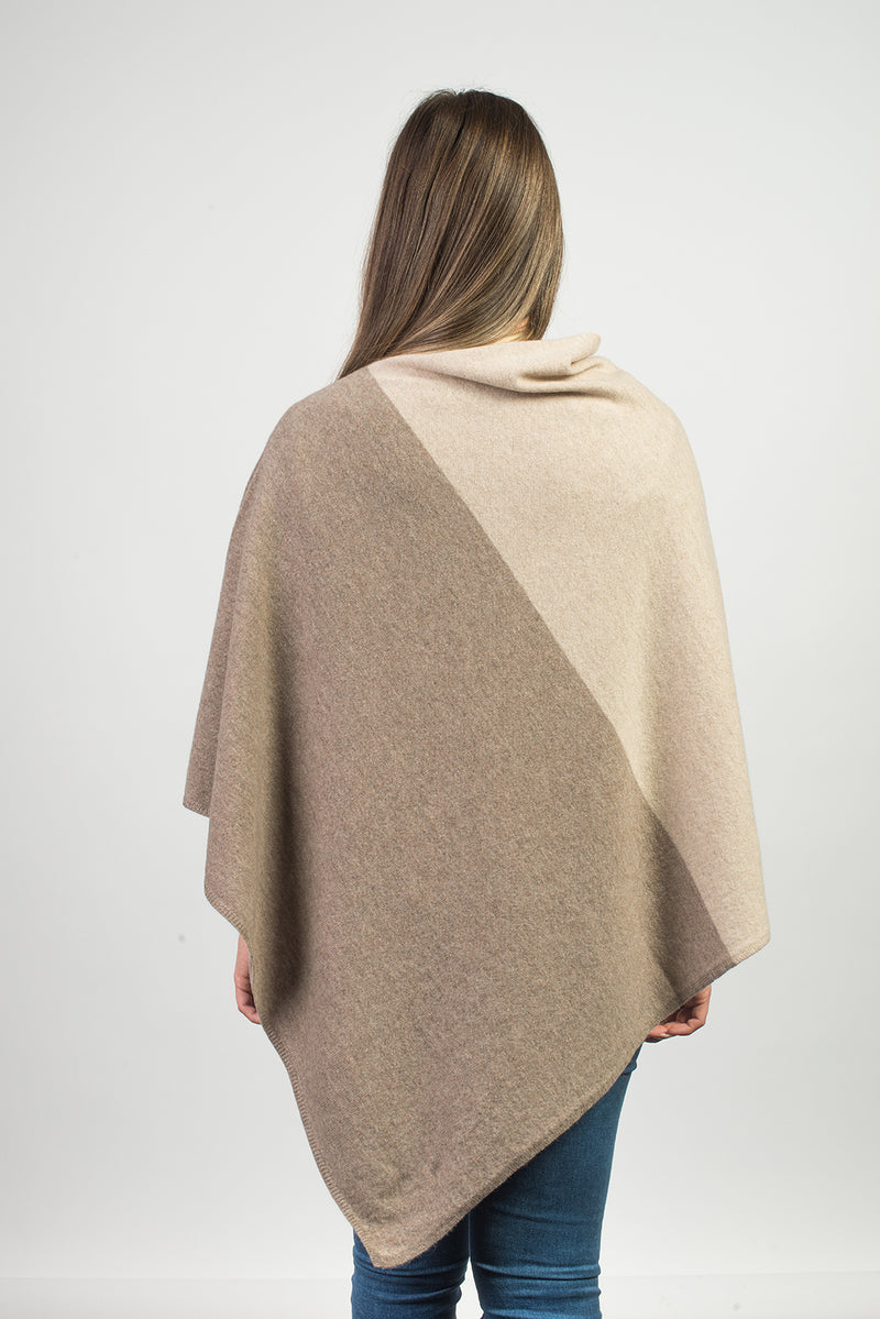 Poncho zweifarbig 100% Kaschmir