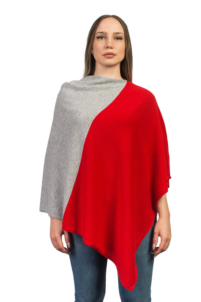 Poncho zweifarbig 100% Kaschmir