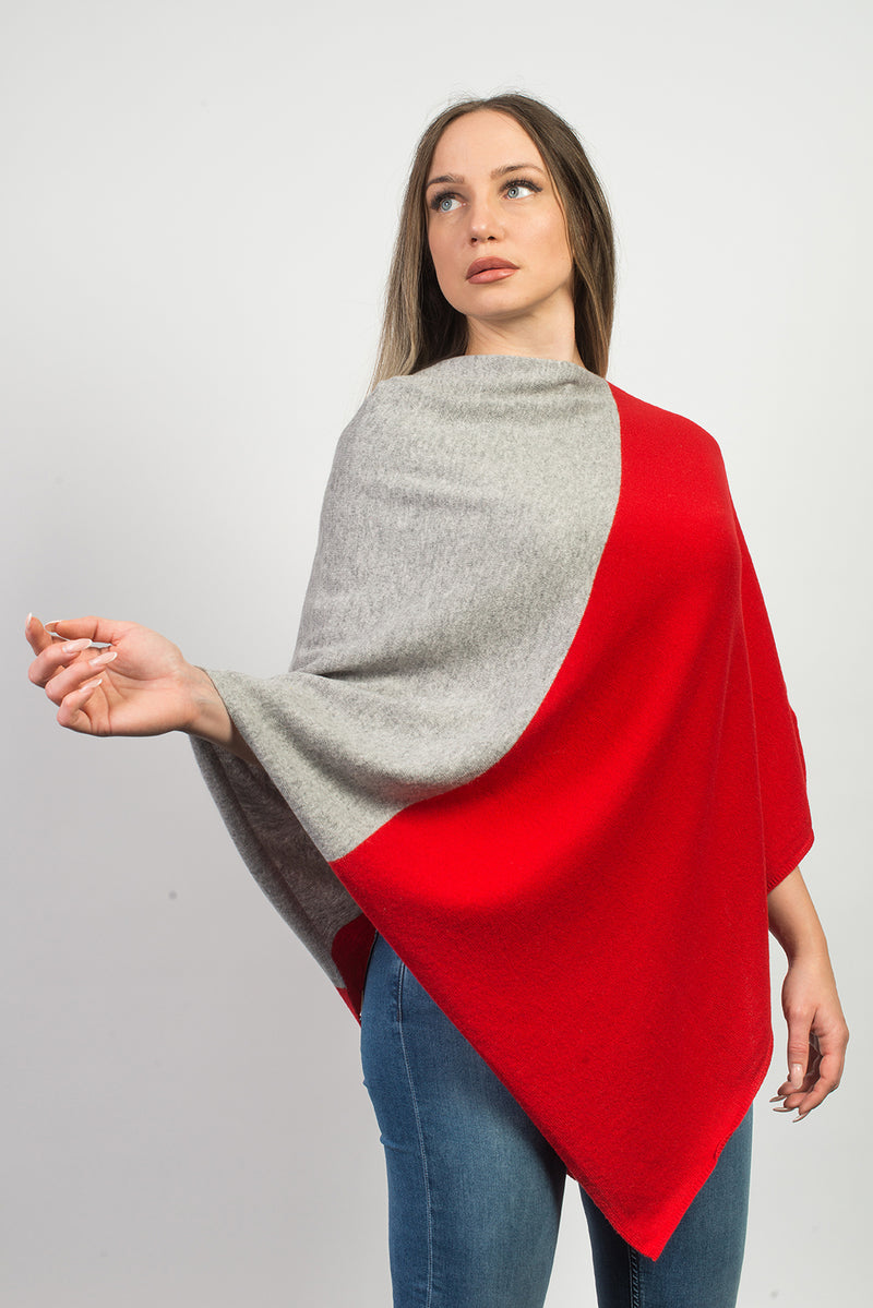 Poncho zweifarbig 100% Kaschmir